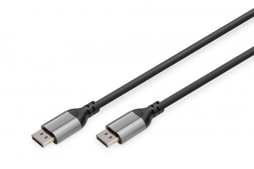 DIGITUS 8K @ 60Hz; DP tp DP Connectioncable; DP 1.4 Alu Housing; Black; 1m DB-340105-010-S