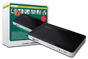Digitus adaptér, HDMI 4->1 video switch, USB, diaľkové ovládanie DS-45310