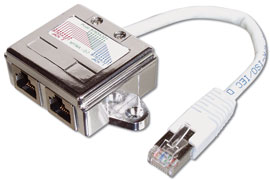 Digitus Adaptér, Patch Cable, CAT5E RJ45 M, 2x RJ45 F, 0,19 metra