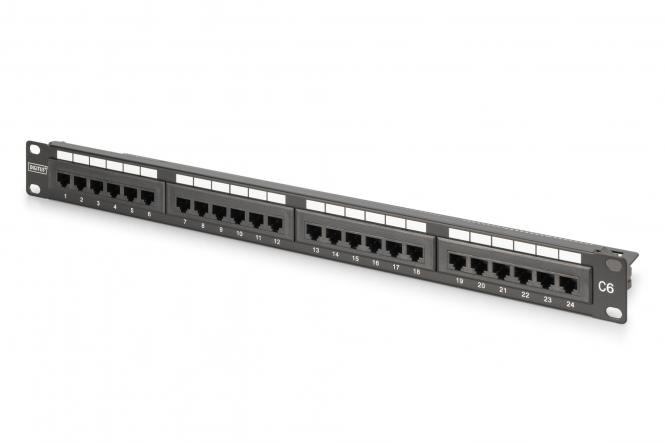 DIGITUS CAT 6, Class E Patch panel, nestíněný 24portový RJ45, 8P8C, LSA, 1U, rackový mount DN-91624U-CR