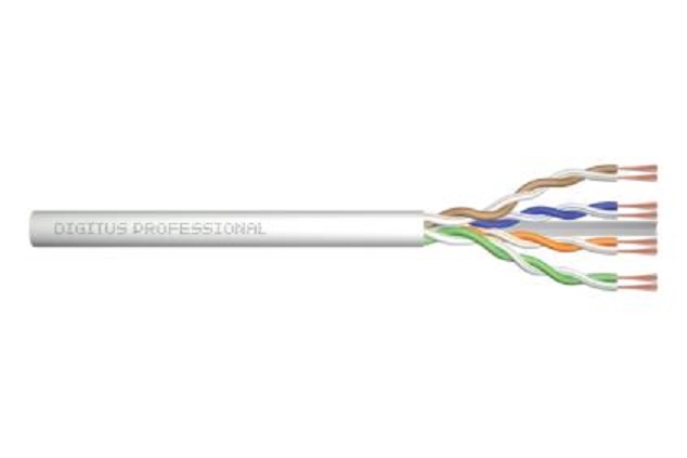 DIGITUS CAT 6 U-UTP patch cable, raw, length 100 m, paper box, AWG 26/7, LSZH, simplex, color grey DK-1613-P-1