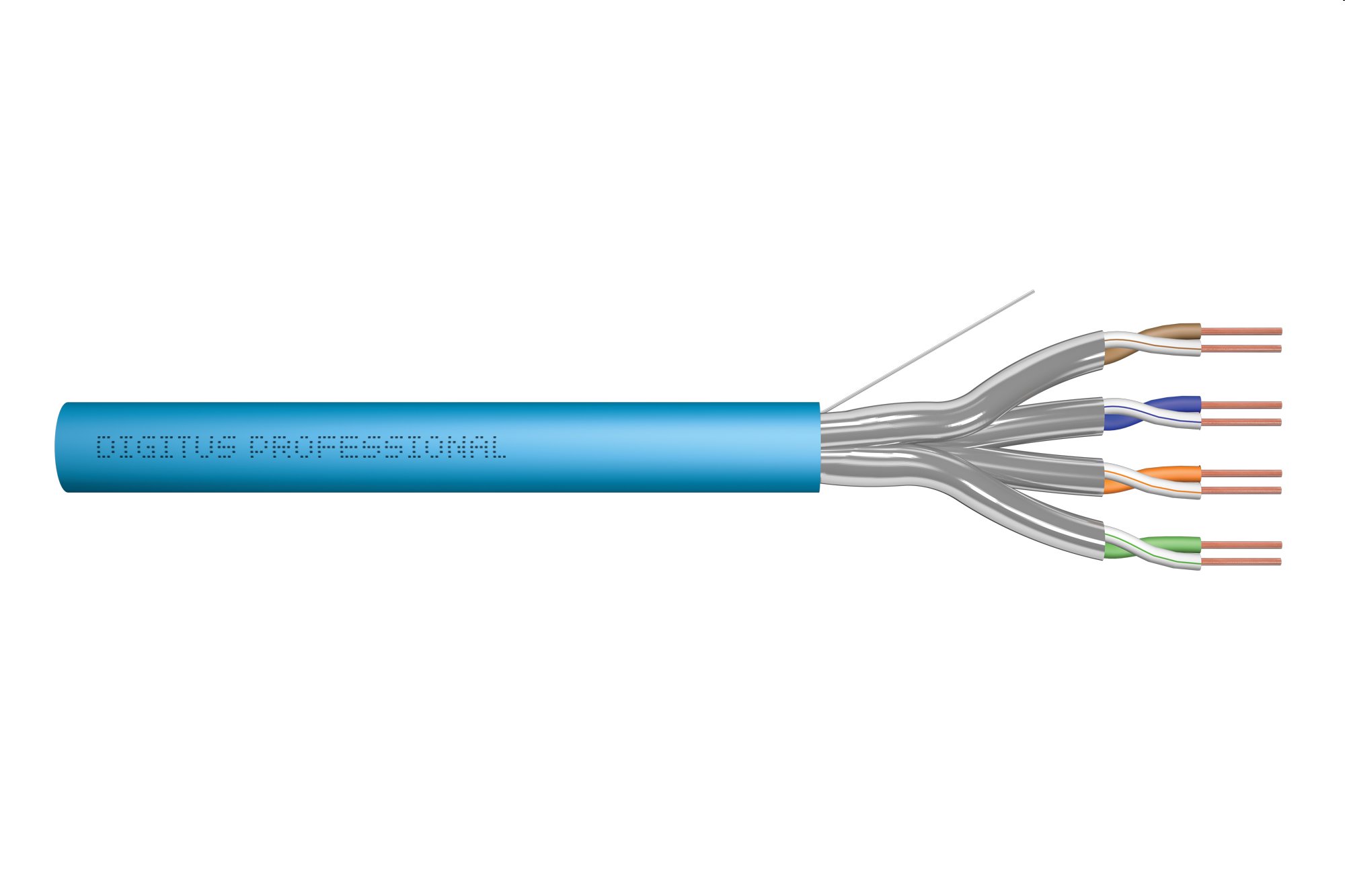 DIGITUS CAT 6A U-FTP installation cable, raw, length 305 m, drum, AWG 23/1 LSZH-1, simplex, color blue DK-1623-A-VH-305