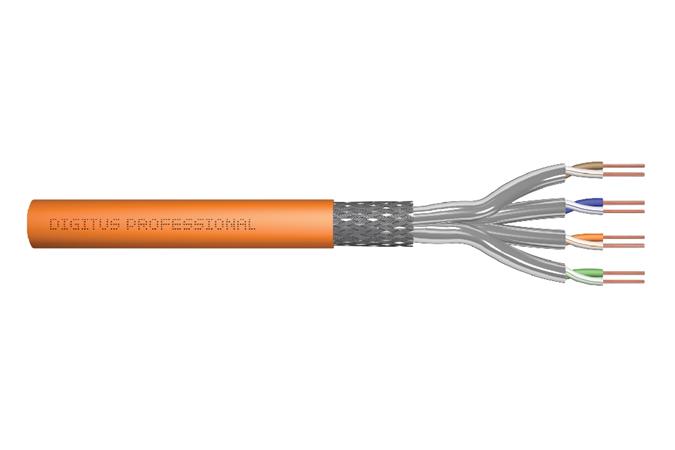 Digitus CAT 7 S-FTP twisted pair installation cable, AWG 23/1, LSZH, 1000MHz, Color orange 100m DK-1743-VH-1