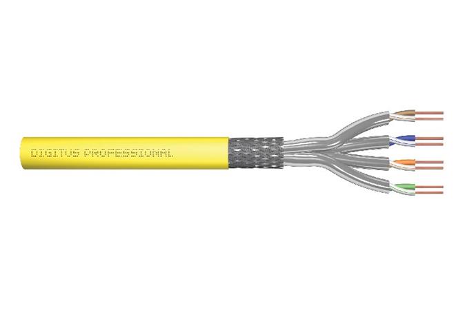 DIGITUS CAT 7A S-FTP installation cable, 1500 MHz Dca, AWG 22/1, 100 m ring, SX, yellow DK-1743-A-VH-1