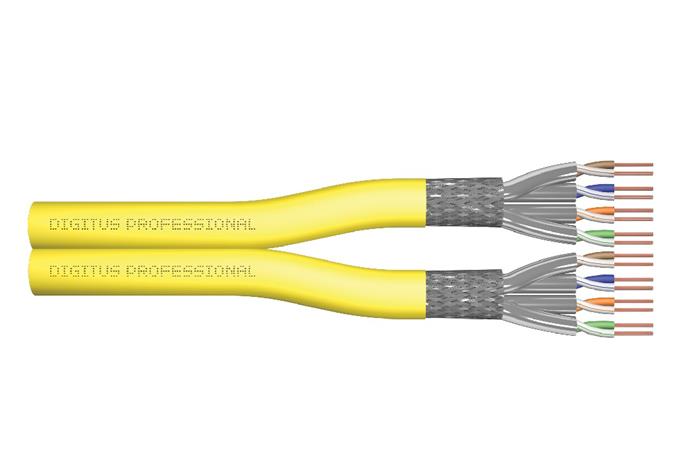 DIGITUS CAT 7A S-FTP installation cable, 1500 MHz Dca (EN 50575), AWG 22/1, 500 m drum, duplex, color y DK-1743-A-VH-D-5