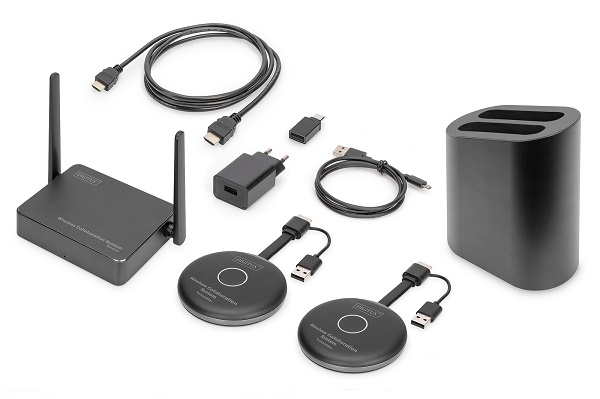 DIGITUS Click & Present - Bezdrátový systém pro spolupráci HDMI, 2x Vysílač 1x Přijímač DS-55317