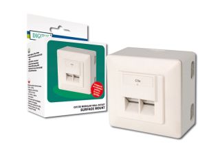 Digitus dátová zásuvka, Class D, Cat5e, 2x RJ45, na omiektu, s inštalačnou krabicou DN-9002-N