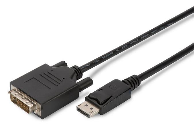 Digitus DisplayPort adapter cable, DP - DVI (24+1) M/M, 2.0m, w/interlock, DP 1.1a compatible, CE, bl DK-340301-020-S