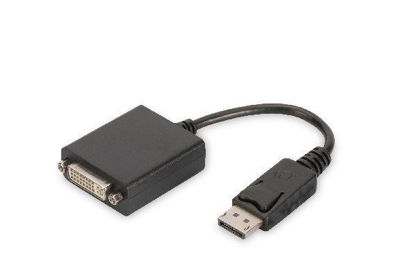 Digitus DisplayPort adapter cable, DP - DVI (24+5) M/F, 0.15m,w/interlock, DP 1.1a compatible, bl, CE DB-340409-001-S