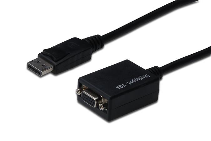 Digitus DisplayPort adapter cable, DP - HD15 M/F, 0.15m,w/interlock, DP 1.1a compatible, CE, bl AK-340410-001-S