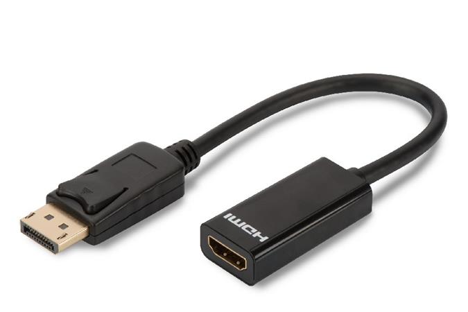 Digitus DisplayPort adapter cable, DP - HDMI type A M/F, 0.15m,w/interlock, DP 1.1a compatible, CE, bl AK-340400-001-S