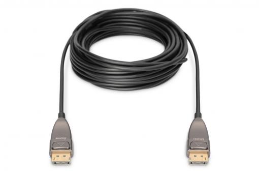 Digitus DisplayPort AOC hybrid-fiber connection cable M/M, 10m, UHD 8K@60Hz, CE, gold, bl AK-340107-100-S