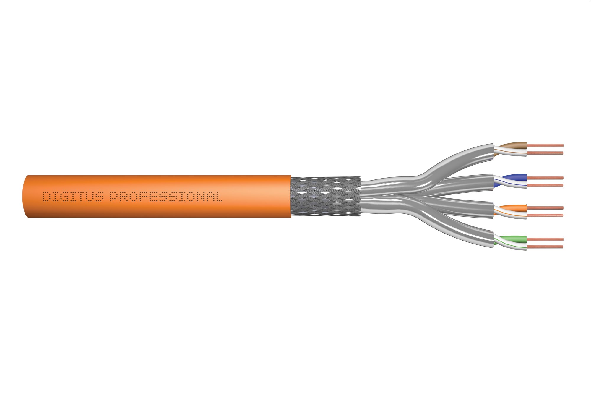 Digitus DK-1743-VH-025 síťový kabel Oranžová 25 m Cat7 S/FTP (S-STP), 1200 MHz Dca (EN 50575), AWG 23/1