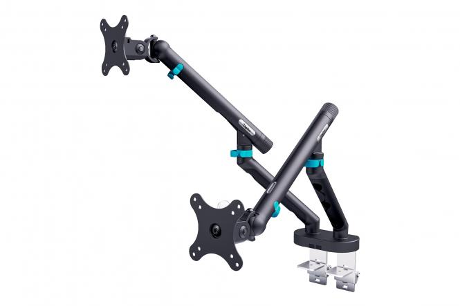 Digitus držák na dva monitory 2x 35"/10 kg, mechanická pružina, VESA: 75x75, 100x100, černý DA-90471