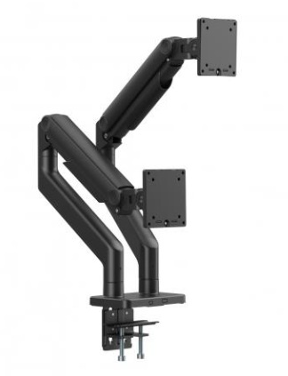 Digitus držák pro dva monitory, 2x 45", 2x 20 kg mechanická pružina, VESA: 75x75, 100x100, Černá DA-90474