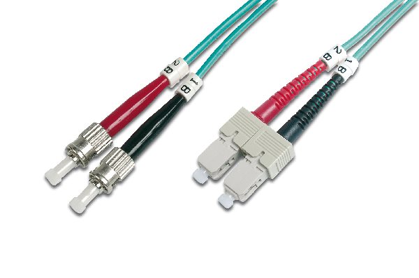 Digitus Fiber Optic Patch Cord, ST to SC Multimode 50/125 µ, Duplex Length 2m, Class OM3 DK-2512-02/3