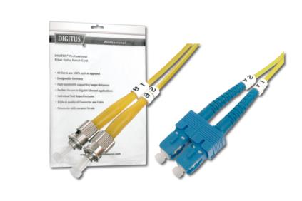 DIGITUS Fiber Optic Patch Cord, ST to SC, OS2, Singlemode 09/125 µ, Duplex, Length 5m DK-2912-05