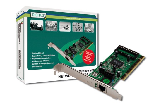 Digitus Gigabit PCI Card 10/100/1000 Mbit 32-bit Realtek Low Profile Bracket Realtek RTL8169SC Chipsatz DN-10110