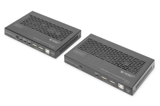 Digitus HDBaseT 3.0 KVM Extender Set, HDMI 2.0b, 100 m USB 2.0, PoC, RS232, IR, eARC/ARC, černý DS-55523