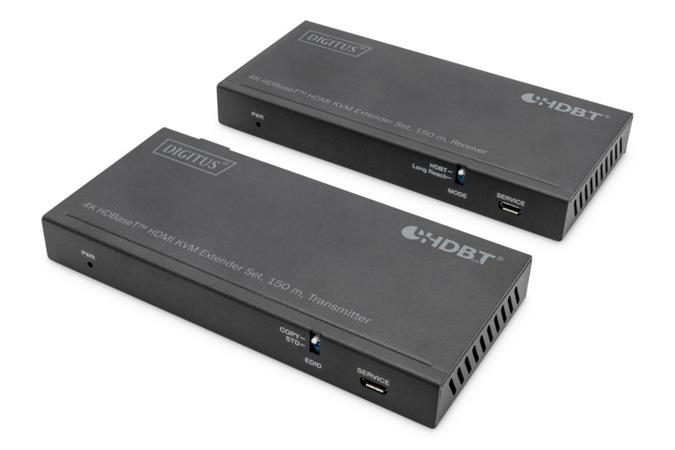 Digitus HDBaseT KVM Extender Set, 150 m 4K/60Hz, USB 2.0, PoC, IR, black DS-55526