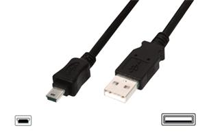 Digitus kábel, USB 2.0, USB A/MiniB(5pin), M/M, 3m