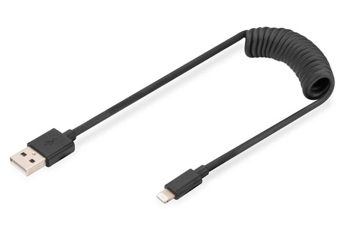 DIGITUS Kabel USB A na Lightning Spirálový MFI C89 TPU USB 2.0, PD20W Max. AK-600433-006-S