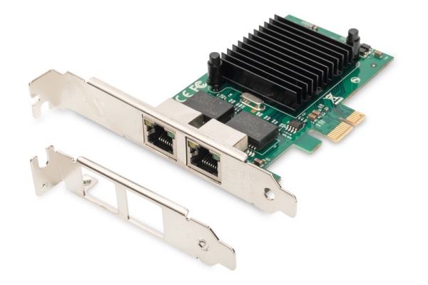 Digitus Karta Gigabit Ethernet PCI Express, dvouportová 32bitový držák s nízkým profilem, čipová sada Intel DN-10132