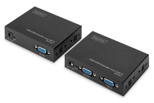 Digitus KVM Extender USB, 1 místní + 1 vzdálený uživatel do 200M (CAT5, UTP), rozlišení 1920X1080 při 60 Hz DS-51201