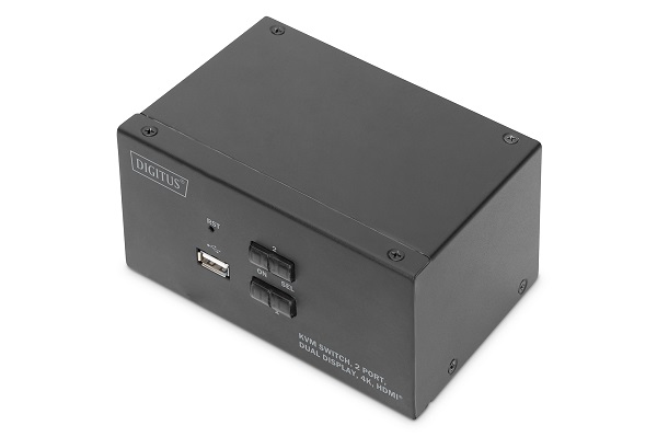 DIGITUS KVM přepínač, 2 porty, dva displeje, 4K, HDMI DS-12860