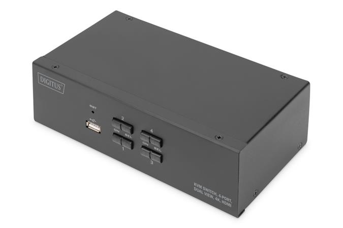 DIGITUS KVM přepínač, 4 porty, jeden displej, 4K, HDMI1 x QIG DS-12883