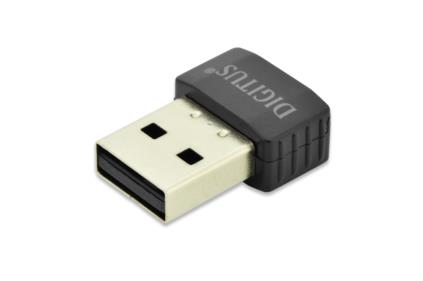 DIGITUS Mini Bezdrátový 11AC USB 2.0 adaptér, 433 Mbp, 2,4 / 5GHz dual band, Realtek RTL8811AU 1T1R 8,5 x 16,4 DN-70565