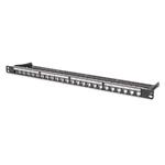 Digitus Modular Patch Panel, shielded 24-port, label field, 0.5U, rack mount, color black RAL 9005 DN-91422