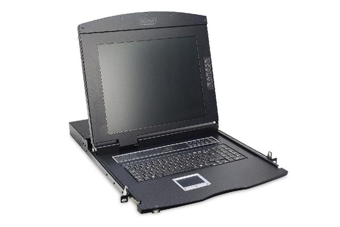 Digitus modularized 43,2cm (17") TFT console, with 8 port KVM, US keyboard, RAL 9005 black color DS-72210-2US