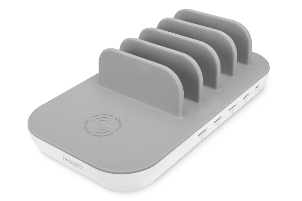 DIGITUS Nabíjecí stanice USB se 6 porty s PD 3.0 a bezdrátovou nabíjecí podložkou QI DA-10083