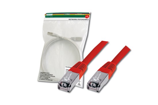 Digitus Patch Cable, SF-UTP, CAT 5e, AWG 26/7, měď, červený 5m DK-1531-050/R