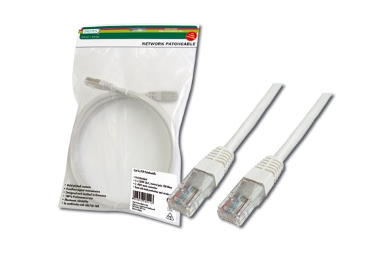 Digitus Patch Cable, UTP, CAT 5e, AWG 26/7, měď, bílý 5m