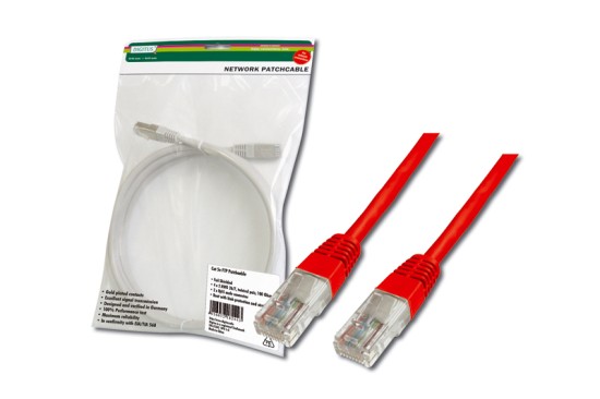 Digitus Patch Cable, UTP, CAT 5e, AWG 26/7, měď, červený 1m