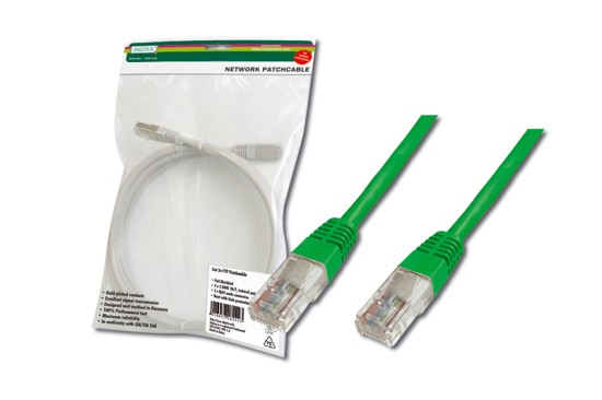 Digitus Patch Cable, UTP, CAT 5e, AWG 26/7, měď, zelený 10m DK-1511-100/G