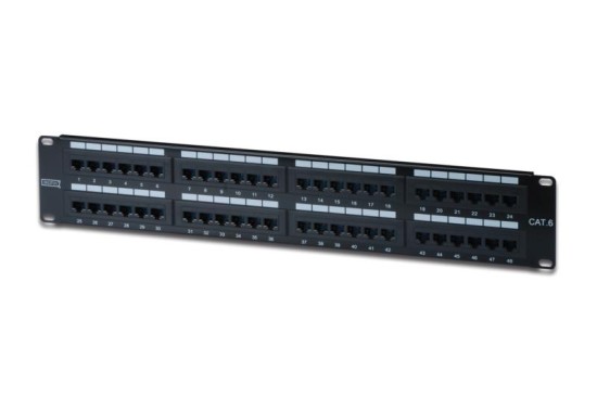 Digitus Patch Panel 19",CAT6,8P8C,LSA,2U,48 x RJ45, nestíněný,černý DN-91648U
