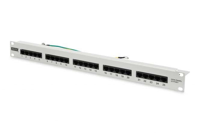 Digitus Patch Panel, ISDN, 25 Port, 19", 1U, LSA šedý DN-91325-1