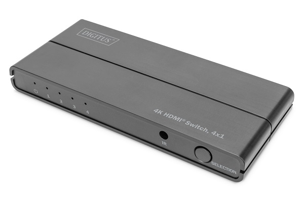 DIGITUS Přepínač 4K HDMI, 4x1 4K/60Hz, 18 Gb/s, HDR, HDCP 2.2, CEC DS-45329
