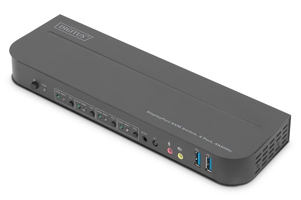 DIGITUS přepínač KVM, 4portový, 4K60Hz, 4 x DP vstup, 1 x DP / HDMI výstup DS-12890