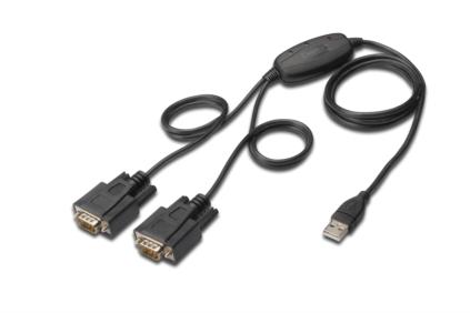 Digitus převodník USB 2.0 na 2x sériový port, RS232, DSUB 9M, 1,5m DA-70158