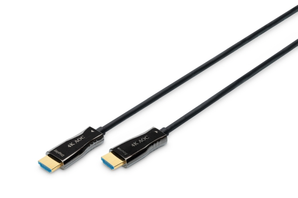 Digitus Připojovací kabel HDMI AOC s hybridním vláknem, typ A M/M, 10 m, UHD 4K@60 Hz, CE, zlatá, bl AK-330125-100-S