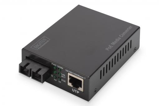 DIGITUS Professional Gigabit PoE media converter, RJ45 / SC, SM, PSE DN-82160