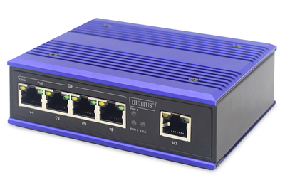 DIGITUS Professional Industrial 4-Port Gigabit PoE Switch + 1 uplink port DN-651120