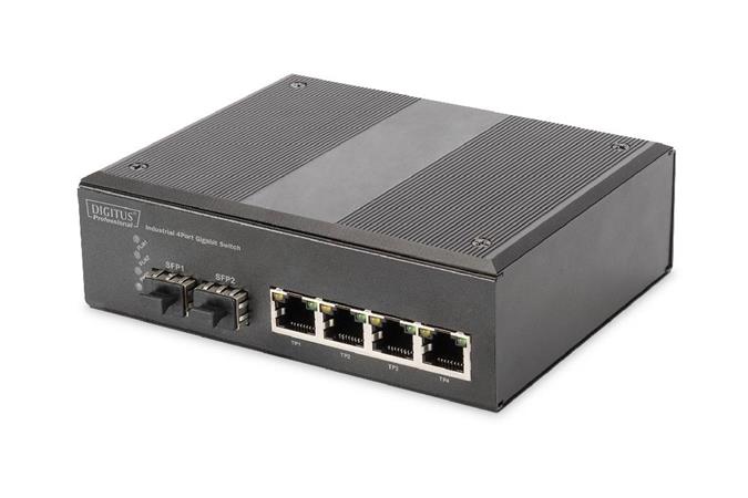 DIGITUS Professional Industrial 4-Port Gigabit Switch with 2 x SFP uplink DN-651106