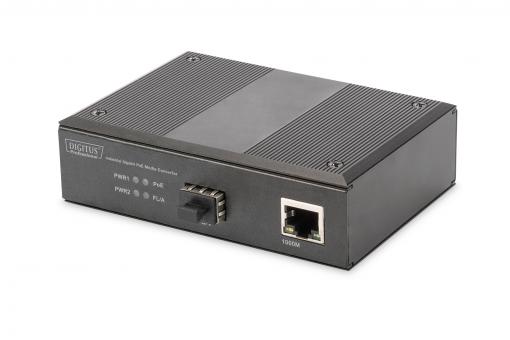 DIGITUS Professional Industrial Gigabit PoE Media Converter PSE, RJ45, SFP DN-652104