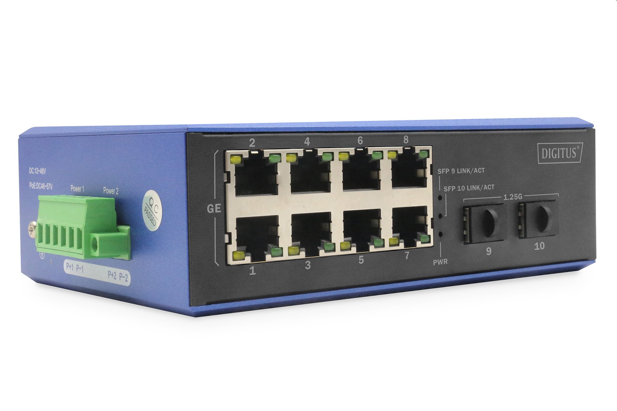 Digitus Průmyslový 8+2portový gigabitový ethernetový přepínač PoE DN-651151