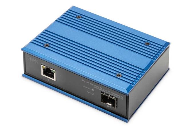 DIGITUS Průmyslový gigabitový ethernetový mediální konvertor, SFP SFP otevřený slot, bez SFP modulu DN-652103-1